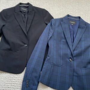 2 Banana Republic Classic blazers black and blue plaid sz 0